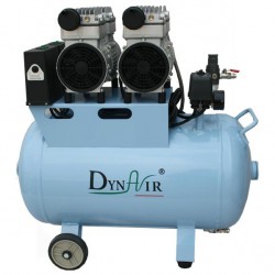 DYNAIR DA7002 Dental Noiseless Oilless Air Compressor Motors Oil Free 50L Tank 1...