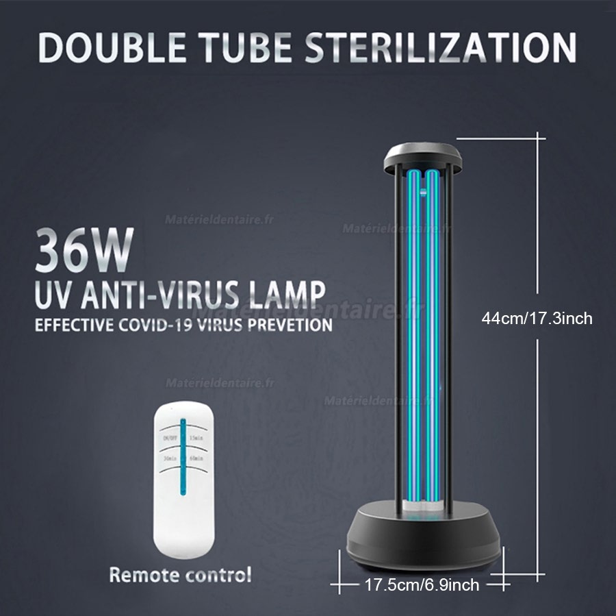 36W Lumière de désinfection UV-C Germicide UV Portable avec télécommande de l'ozone pour la Maison l'hôpital