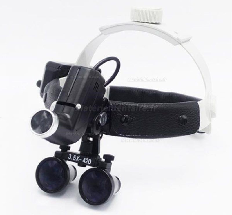 3.5X Bandeau dentaire Loupes binoculaires médicales + LED Phare