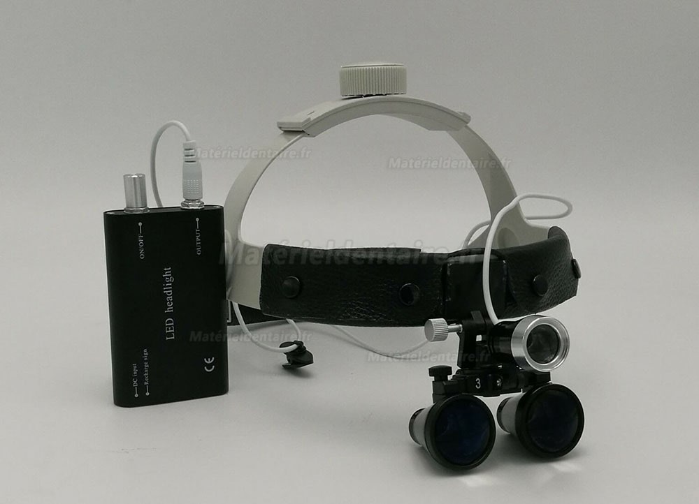 3.5X 420mm Loupe binoculaire chirurgical dentaire bandeau en cuir + LED Lampe frontale dentaire