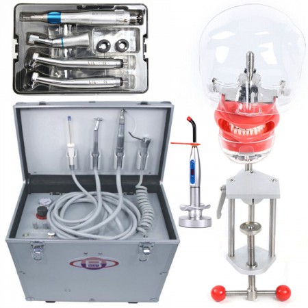Best® BD-402 Unit dentaire portable + LY-L201 Kit de turbine dentaire + Simulation dentaire + Lampe à photopolymériser