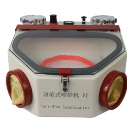 LZ LZ-VI Dental Lab Sandblaster Sandblasting Machine with Twin-pen 2 Tank LED Light