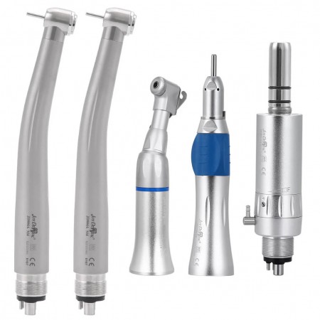 Kit de pièces à main dentaires à 4 trous (contre-angle + pièce à main droite + souffleur d'air + pièce à main à turbine)
