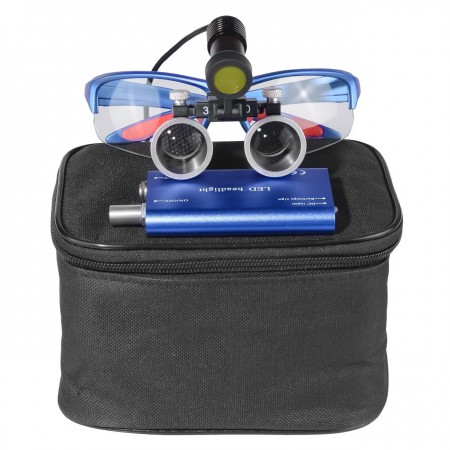Loupes binoculaires dentaires 3,5X + Lampe frontale LED dentaire 5W avec filtre