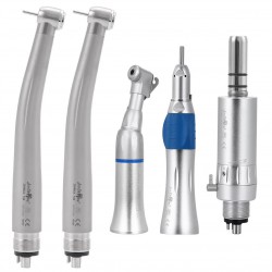 Kit de pièces à main dentaires à 4 trous (contre-angle + pièce à main droite + souffleur d'air + pièce à main à turbine)