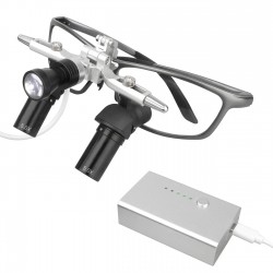Loupes dentaires ergonomiques 5.0X avec réglage de l'écart pupillaire + lampe frontale LED 5W