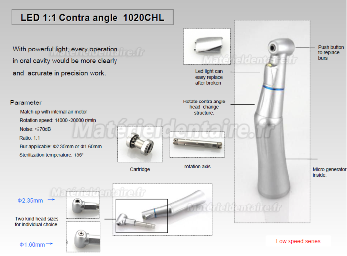 TEALTH® 1020CHL Contre angle bague bule à Led