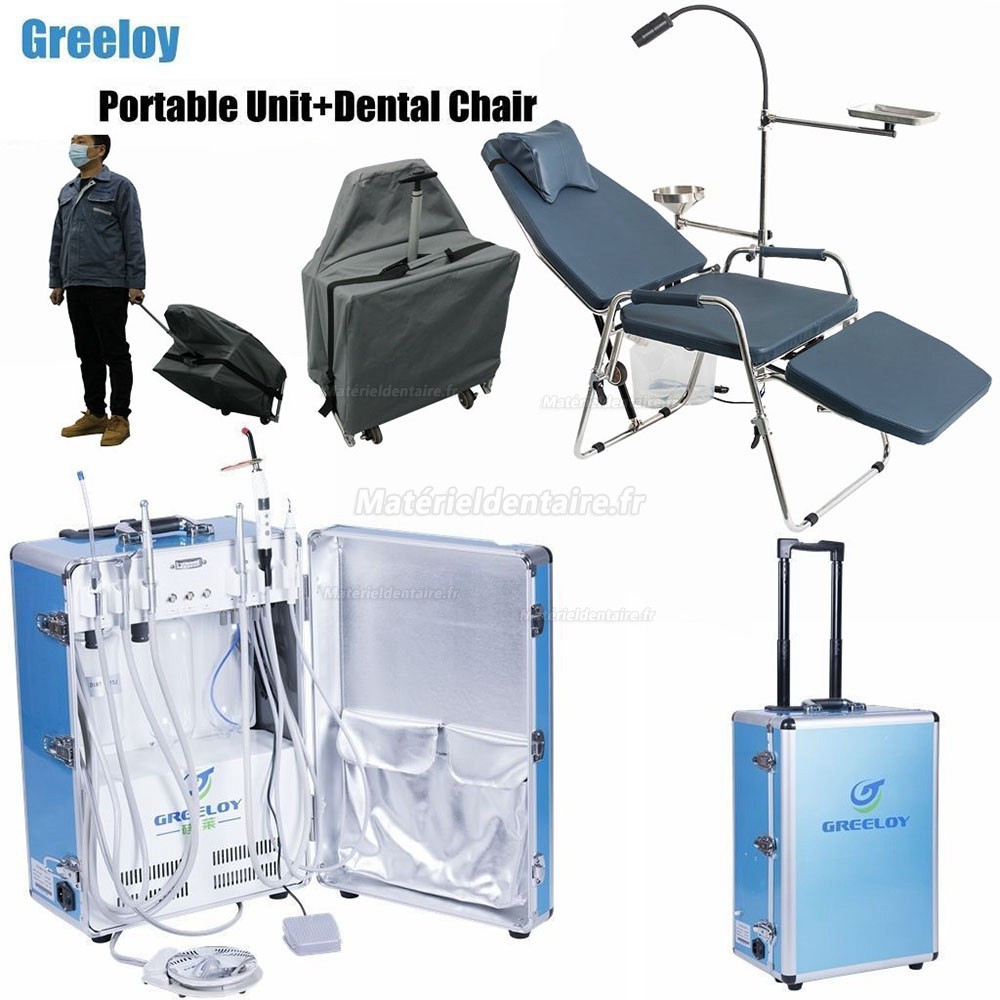 Greeloy GU-P206 Unité Dentaire Portable + GU-P101 Fauteuil portable pliable + Sac de rangement