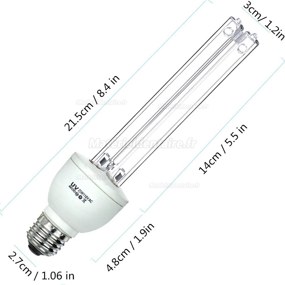 25W Quartz UVC +Ozone Lampe Germicide E27 / E26 220V Ultraviolette Lampe
