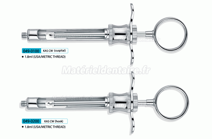 Seringue anesthesie dentaire (tête de crochet/tête de pinte)