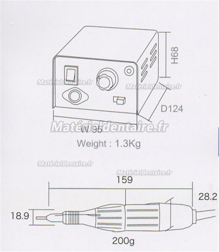 Lab dental 35000 RPM SAESHIN Forte 90 Micro Motor avec pièce à main Lab dental 35000 RPM SAESHIN Forte 90 Micro Motor avec pièce à main