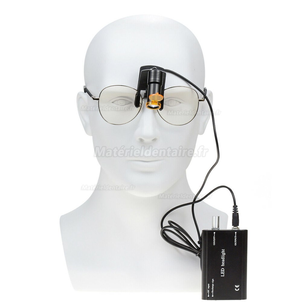 Type de clip de phare dentaire 5W LED avec filtre + clip de ceinture pour lunettes noir