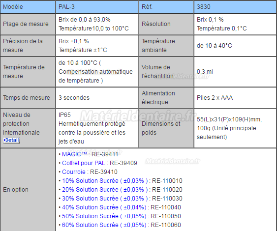 ATAGO Réfractomètre Numérique Brix IP65 : PAL-3