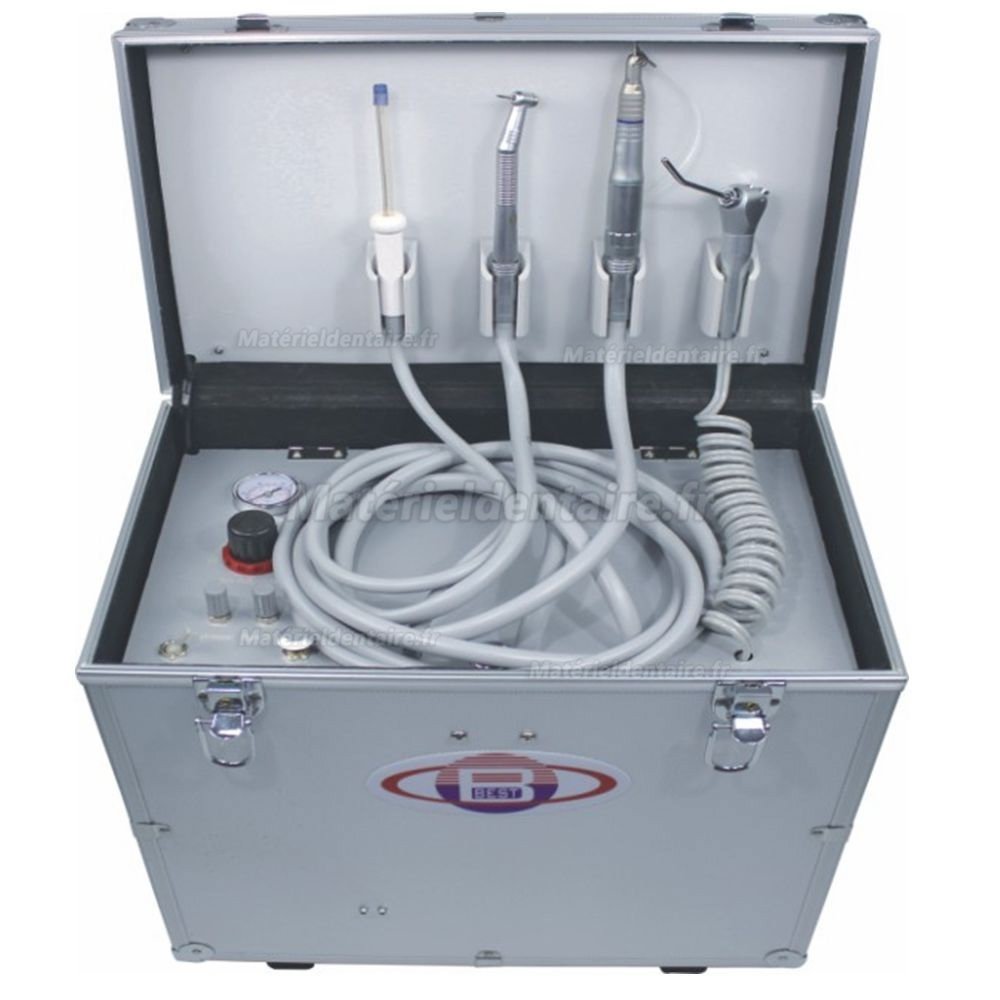 BEST BD402 Portable Dental Turbine Unit + Air Compressor +Suction System + Triplex Syringe