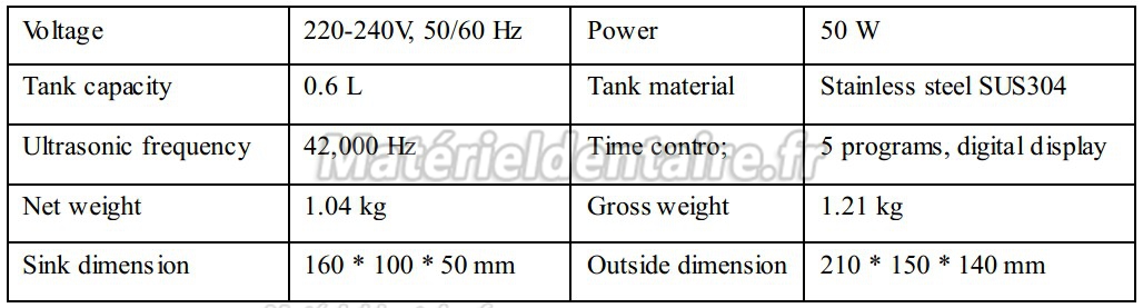 Jeken® CD-3800A Nettoyeur ultrasonique 0.6L