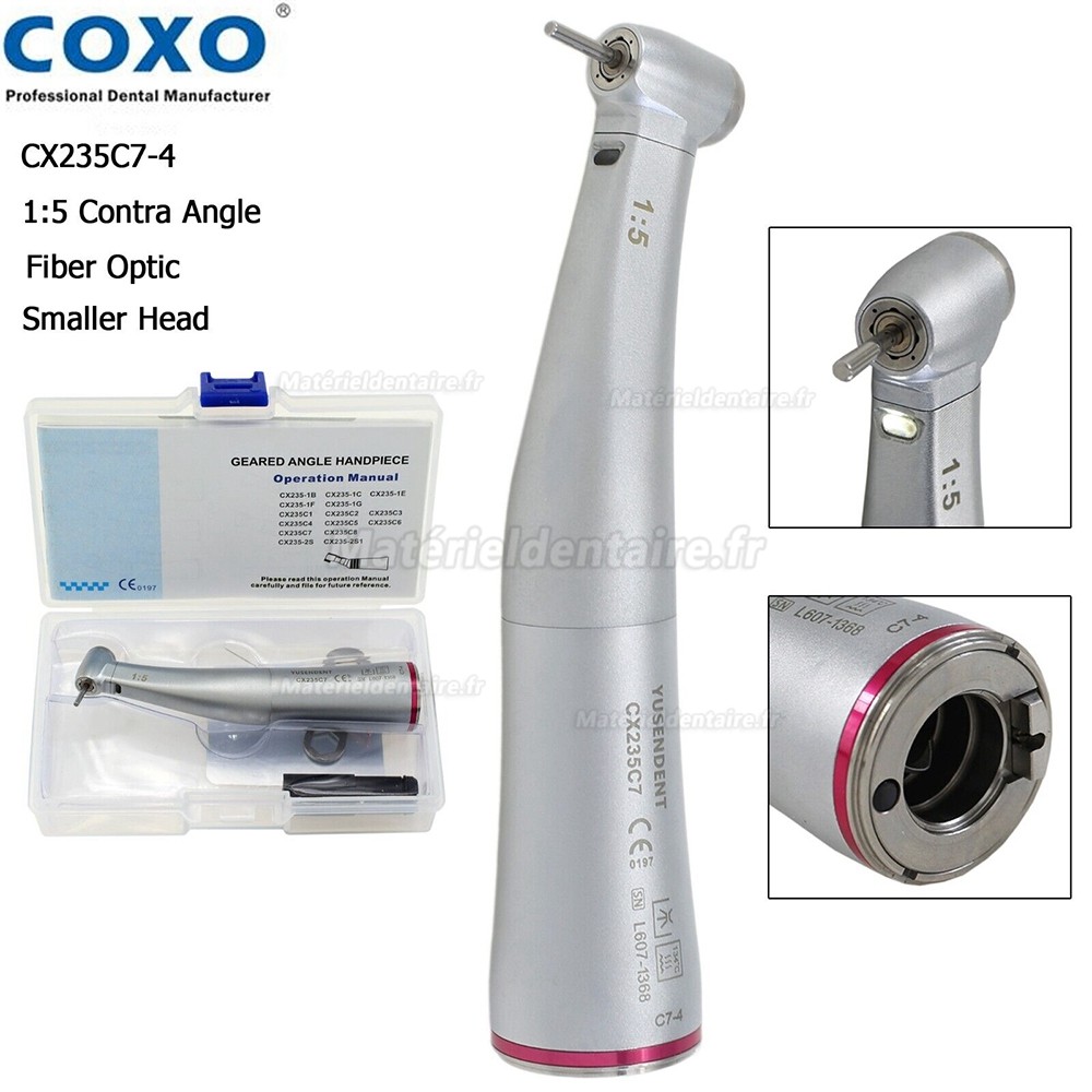Yusendent CX235C7-4 1:5 contre-angle bague rouge (Mini tête, Eau Intérieure, Fibre Optique) Yusendent CX235C7-4 1:5 contre-angle bague rouge (Mini tête, Eau Intérieure, Fibre Optique)