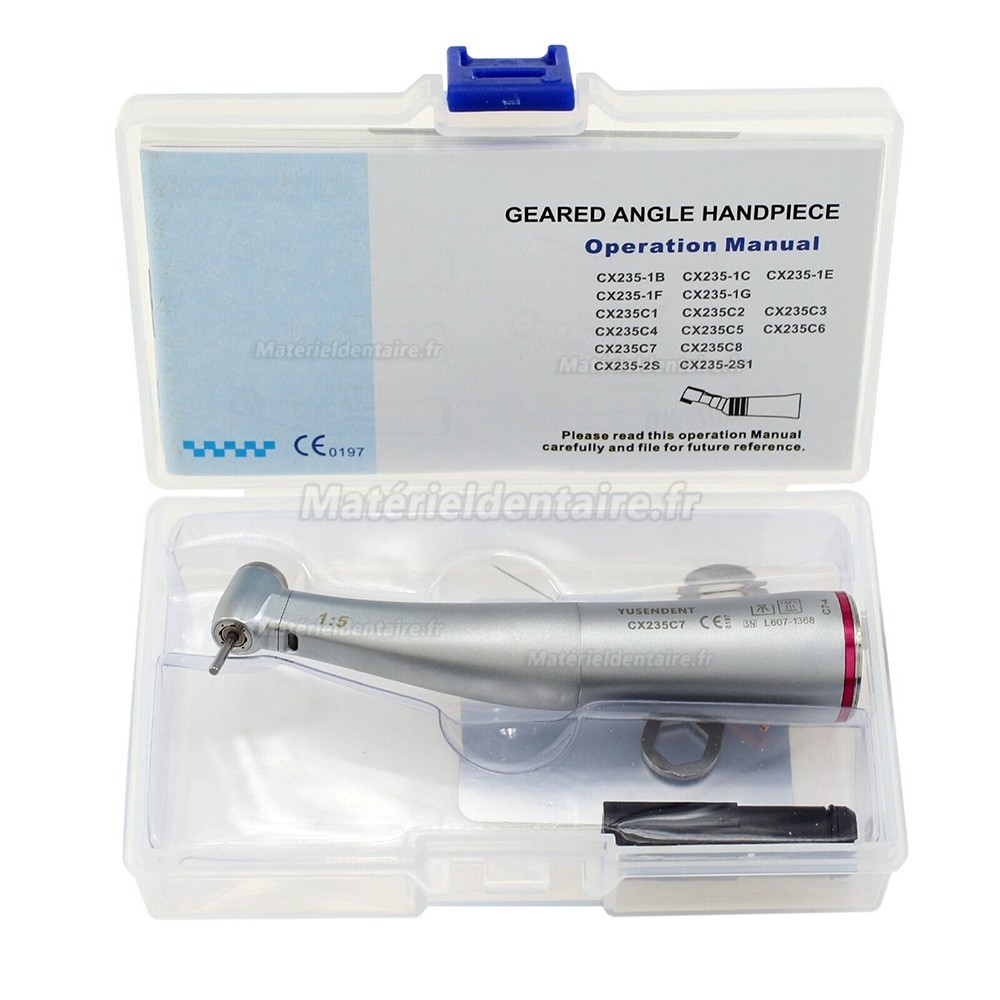 Yusendent CX235C7-4 1:5 contre-angle bague rouge (Mini tête, Eau Intérieure, Fibre Optique) Yusendent CX235C7-4 1:5 contre-angle bague rouge (Mini tête, Eau Intérieure, Fibre Optique)