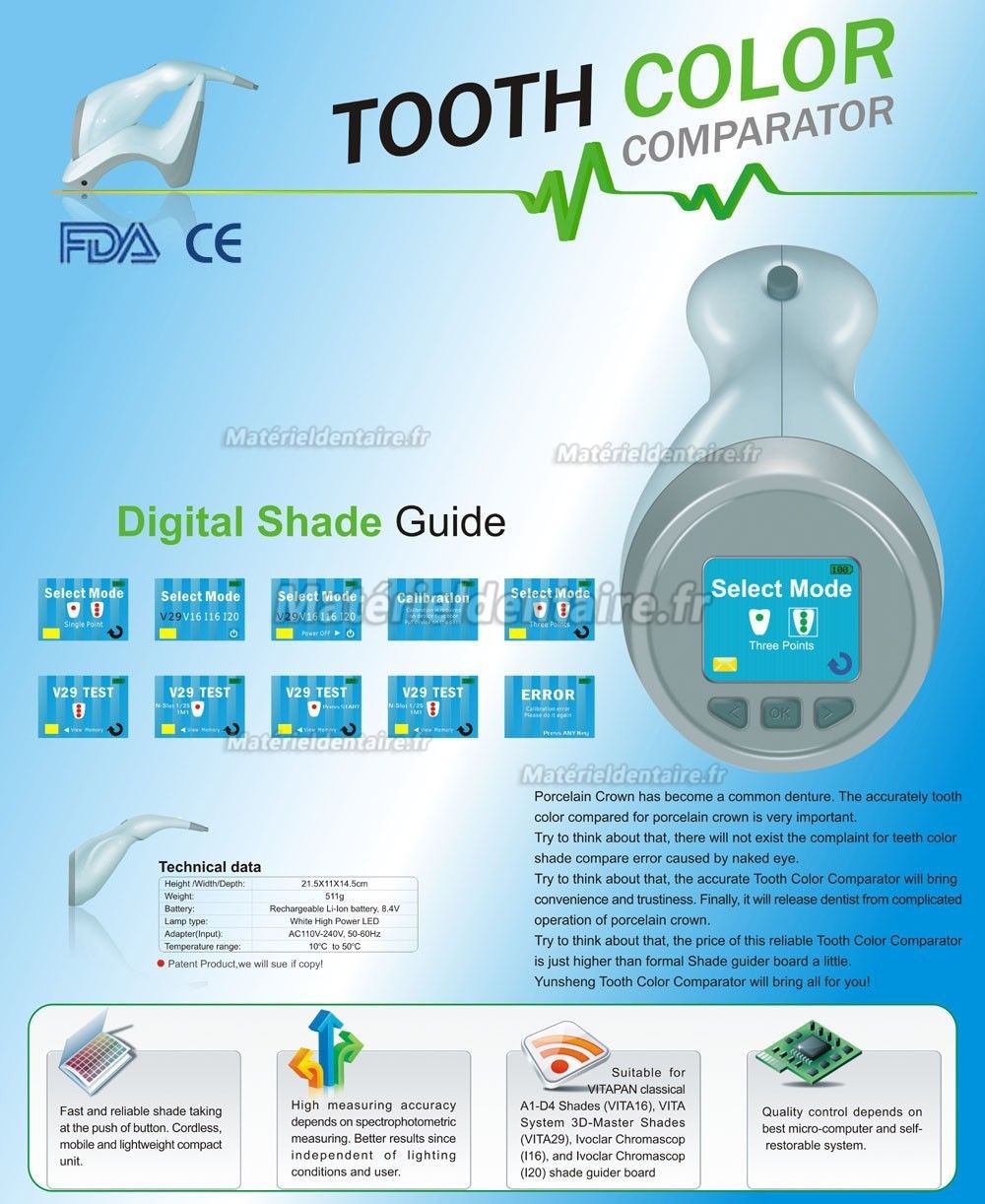 Comparateur numérique de couleur des dents