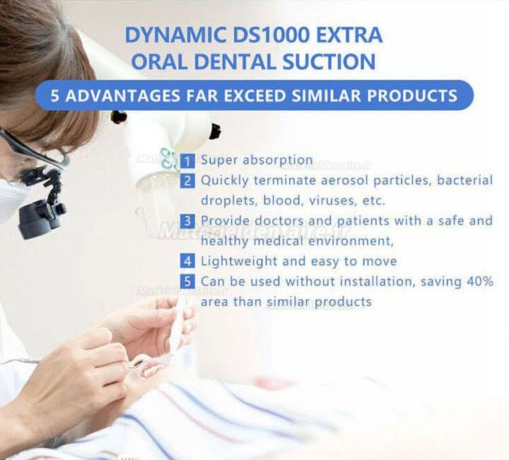 Dynamic DS1000 Système d’aspiration orale externe dentaire aspirateur à vide extra-oral 