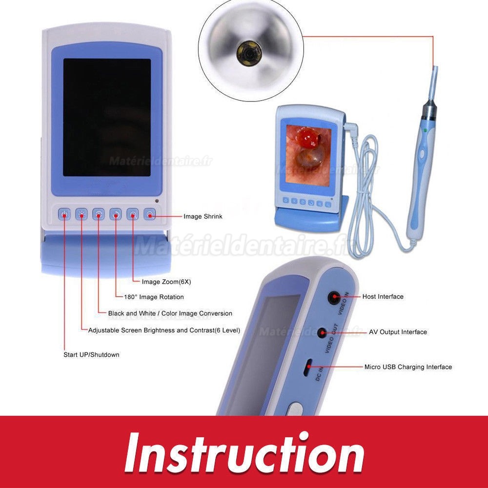 Digital Video Otoscope Endoscope /Sinuscopes avec diamètre de 3.9mm tube imperméable flexible