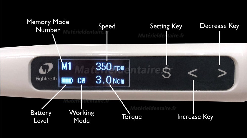 Moteur endo dentaire Eighteeth E-CONNECT S avec localisateur apex intégré