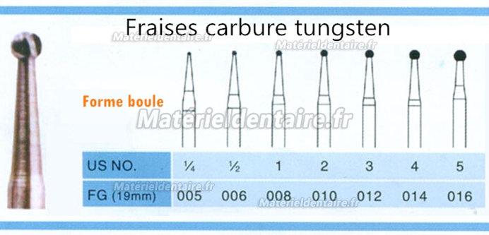 FG016 Fraises carbure tungsten forme boule 20pcs