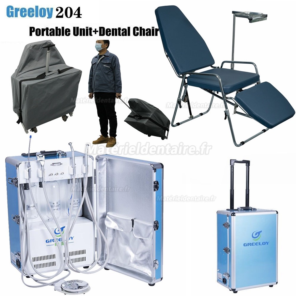 Greeloy® GU-P204 Unité Dentaire Portable + GU-P101 Fauteuil portable pliable + Sac de rangement