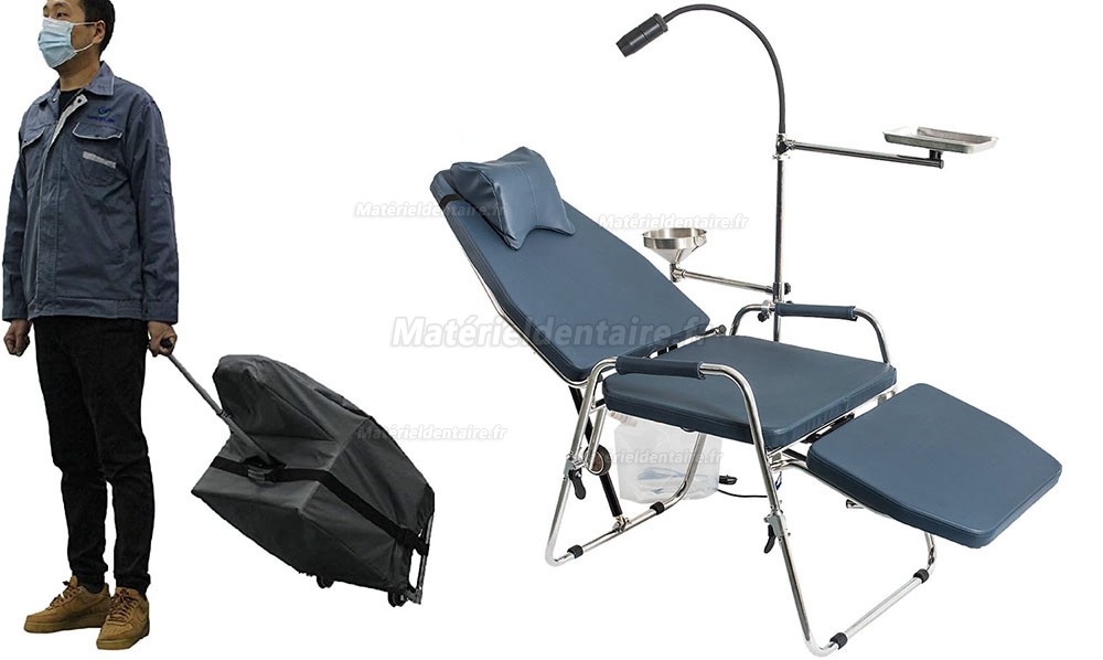 Greeloy GU-P101 Fauteuil portable pliable dentaire avec sac à dos noir + plateau à instruments