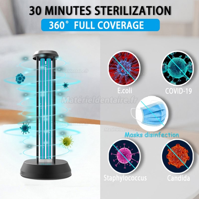 36W Lumière de désinfection UV-C Germicide UV Portable avec télécommande de l'ozone pour la Maison l'hôpital