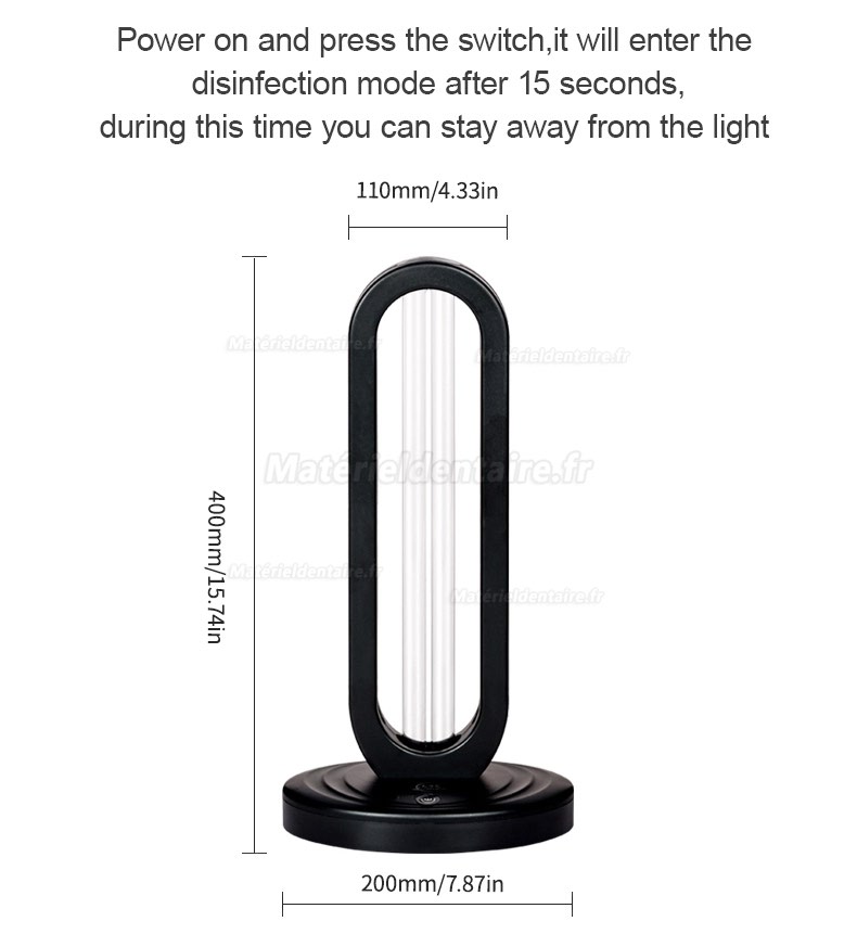 36W UV+ Ozone Stérilisateur Lampe Désinfection Sterilisation 184-253nm UVC Lumière