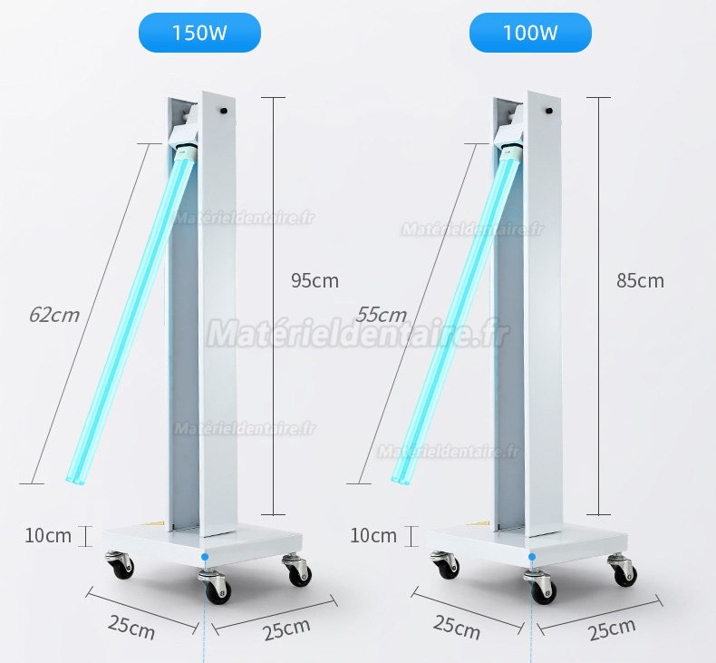 100-150W Lampe de désinfection UV de stérilisateur mobile d'intérieur lampe germicide stérilisante Uvc avec roues