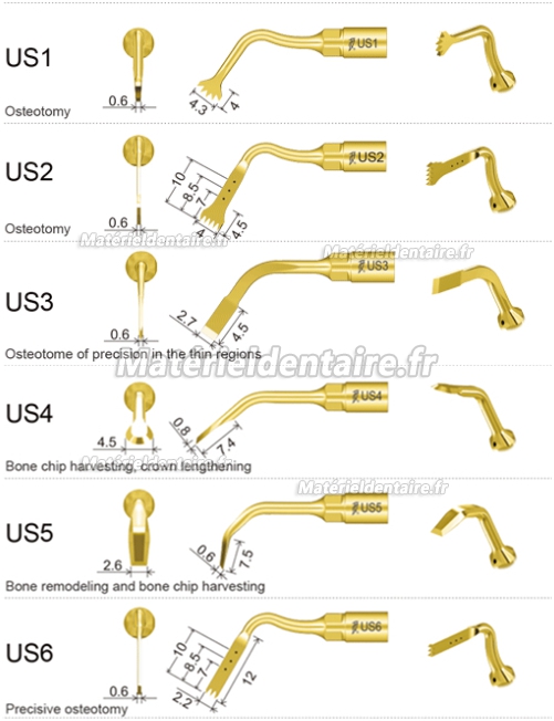 WOODPECKER® INSERTS A PIEZO CHIRURGIE OSTEOTOMY KIT 6 INSERTS