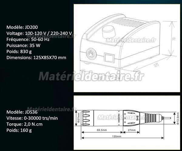 JSDA® JD200 Micromoteur ongle professionnel