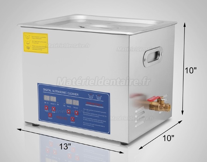 10L Nettoyeur à ultrasons Acier inoxydable chauffage Industrie w / Minuteur JPS-40A