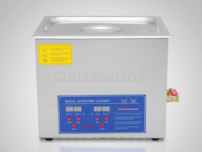 10L Nettoyeur à ultrasons Acier inoxydable chauffage Industrie w / Minuteur JPS-40A