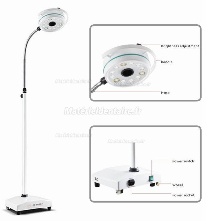 KWS® Lampe LED scialytique KD-202D-3 modèle à pied