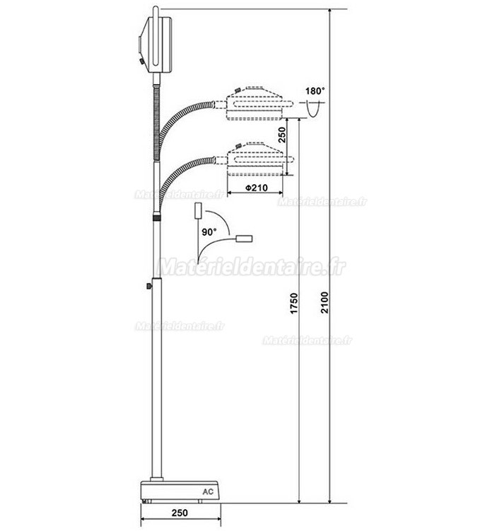 KWS® KD-2012D-3 Lampe LED scialytique modèle à pied