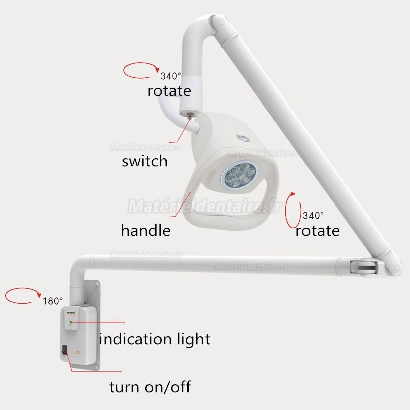 KWS KD-2021W-1 21W LED lampe d'examen médical type d’accroché au mur avec Arm