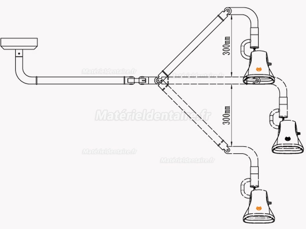 KWS KD-202B-8 21W Lampe d'examen chirurgicale suspendue Lumière à LED