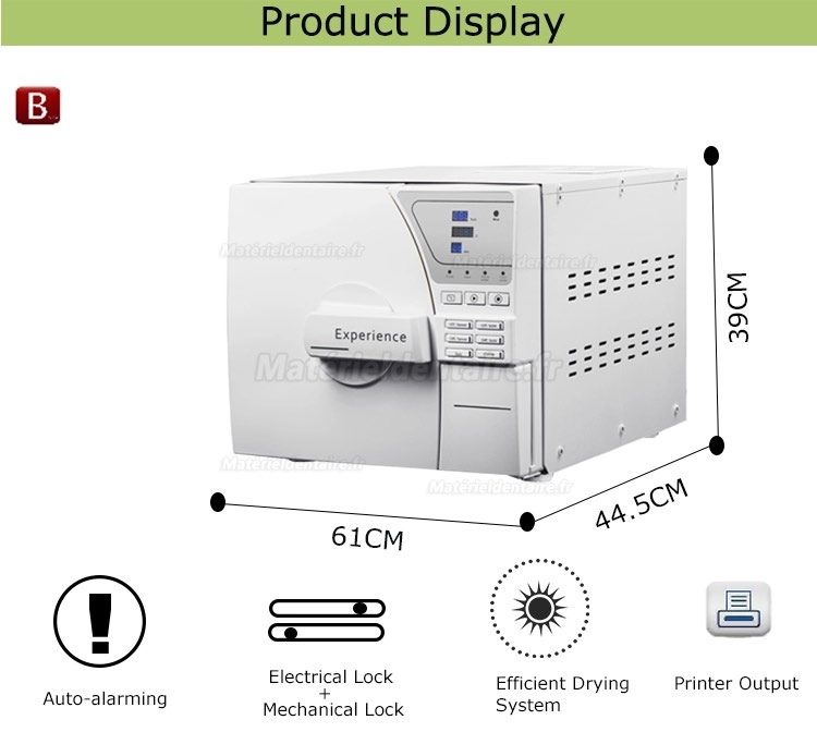 Dentaire autoclave à vapeur type B 8-23L avec l'imprimante