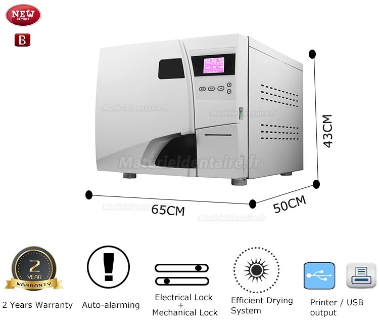 Autoclave dentaire de séchage sous vide classe B 23L avec imprimante