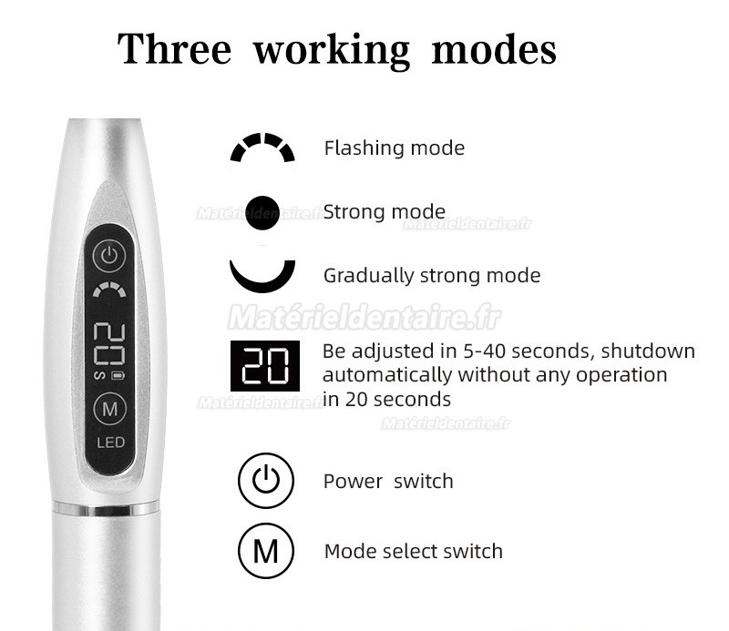 Lampe LED De Blanchiment Dentaire Sans Fil - 10 Pièces Avec Embout - 1500mw/cm² - Noir - LY
