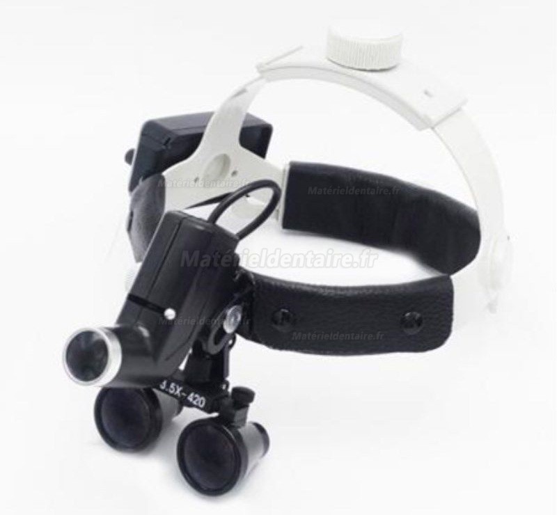 3.5X Bandeau dentaire Loupes binoculaires médicales + LED Phare