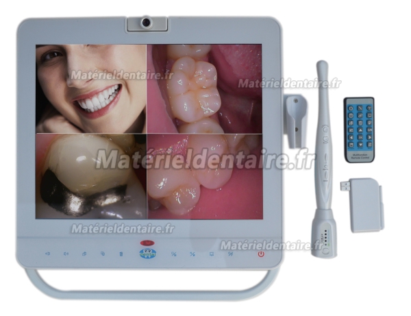 MD1500 Système de moniteur dentaire caméra intra-orale sans fil avec 15 inchs blanc VGA + VIDEO + HDMI + port USB
