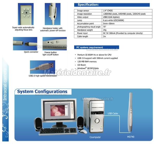 Magenta® MD740 Caméra intra orale USB connexion Plus de détails 4