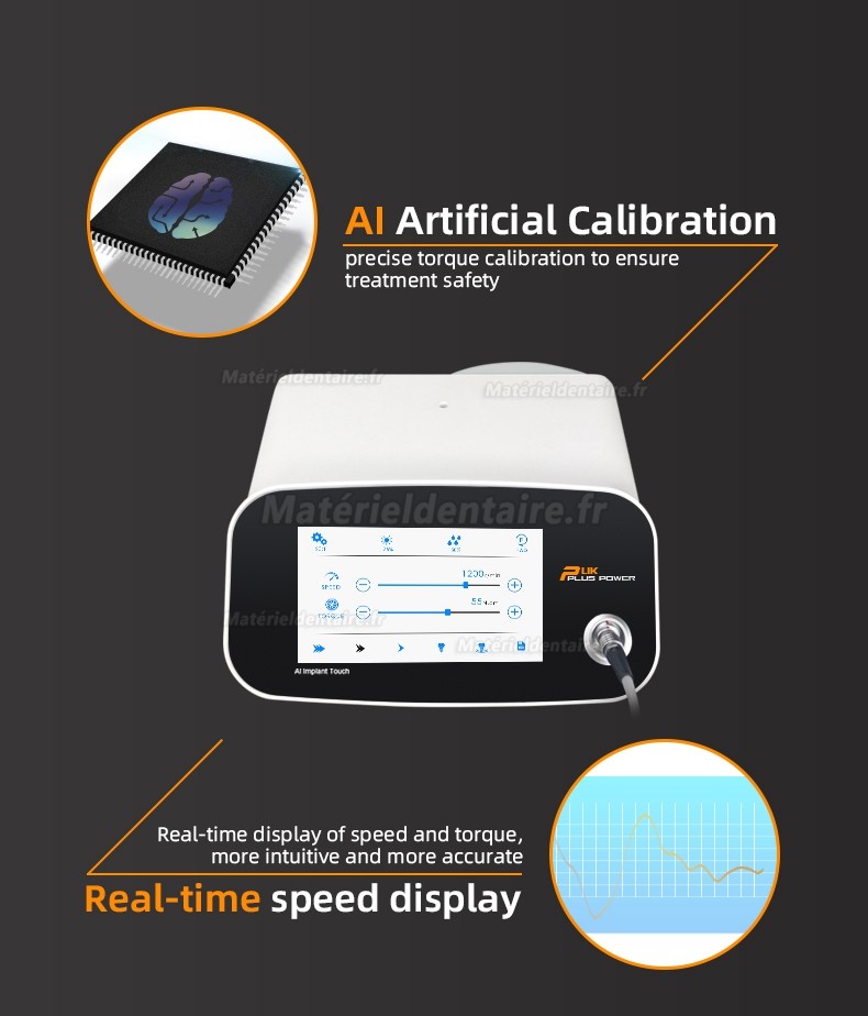 Machine à moteur de chirurgie d'implant dentaire Pluspower® Ai Touch avec contre-angle 20:1