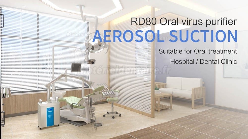 RUIWAN RD80 Aspirateur d'aérosol dentaire extra-oral 4 couches de filtres + 2 lampes UV + plasma