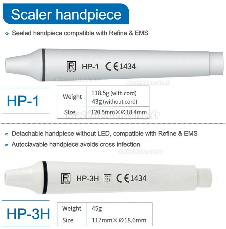 Pièce à main de détartreur ultrasonique dentaire Refine® HP1/HP3/HP5L/HP6L (compatible avec EMS Woodpecker)