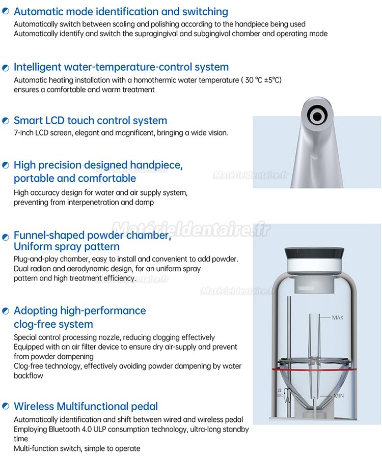 Détartreur dentaire à ultrasons Refine PTX 2 avec aéropolisseur dentaire et système de contrôle de la température de l'eau