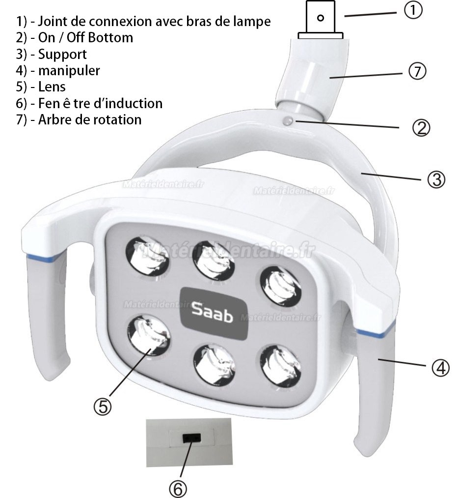 Lumière orale dentaire LED Lampe à induction 10W Pour chaise d'unité dentaire KY-P113
